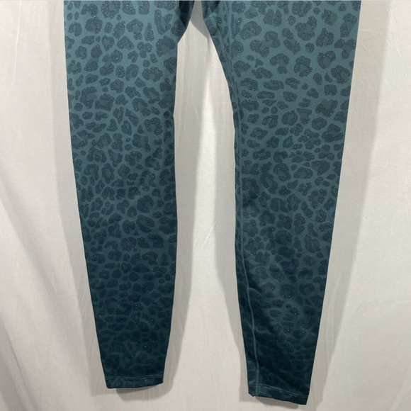 NWT Nike‎ [ XS ] Mid-Rise Leopard Glitter Active Leggings in Teal - Picture 10 of 12